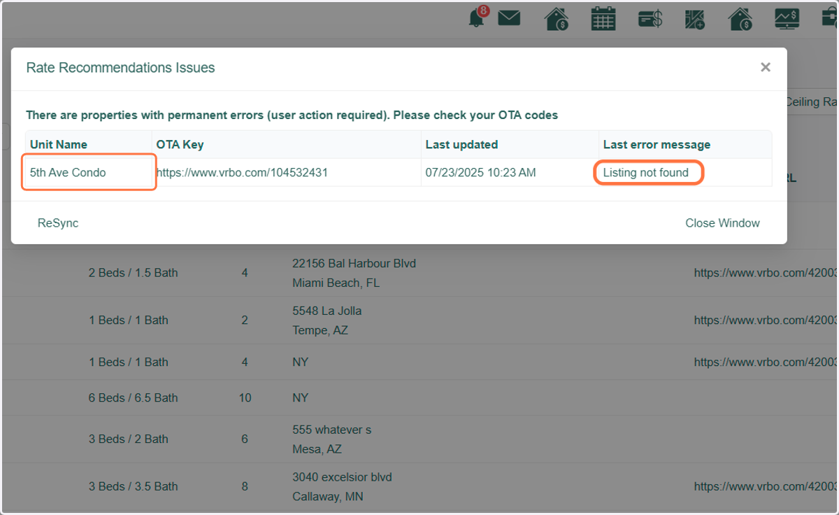 The unit is showing an Error for this URL - which is causing this issue.