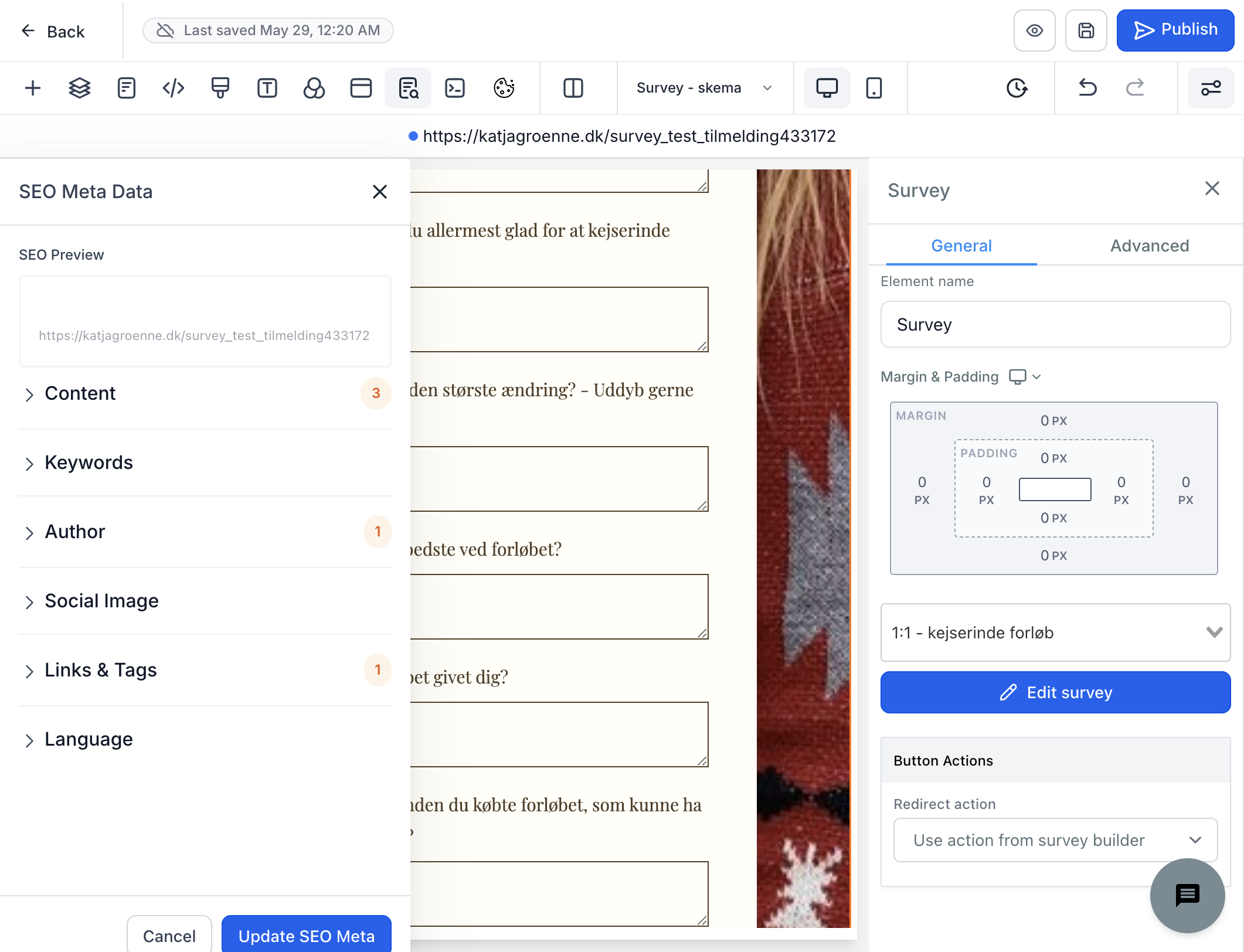 Klik øje-ikonet for at se et preview af siden