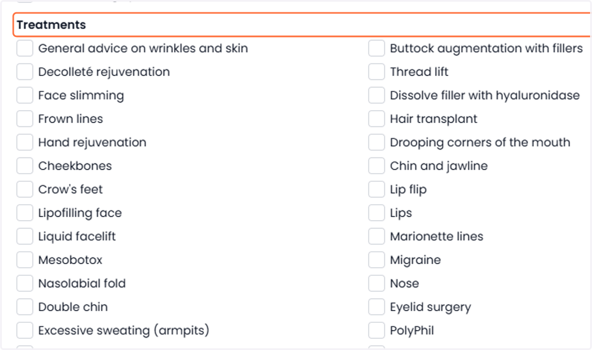 For treatments: Voor behandelingen: