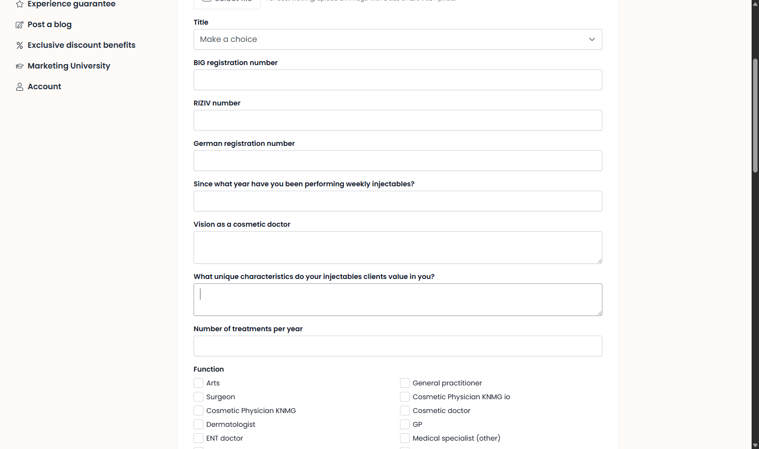 Click on ‘What unique qualities do your injectables clients appreciate in you?’ Klik op 'Welke unieke eigenschappen waarderen jouw injectables-cliënten in jou?'