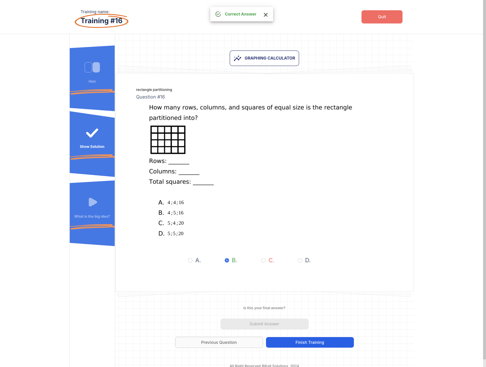 Click on Finish Training