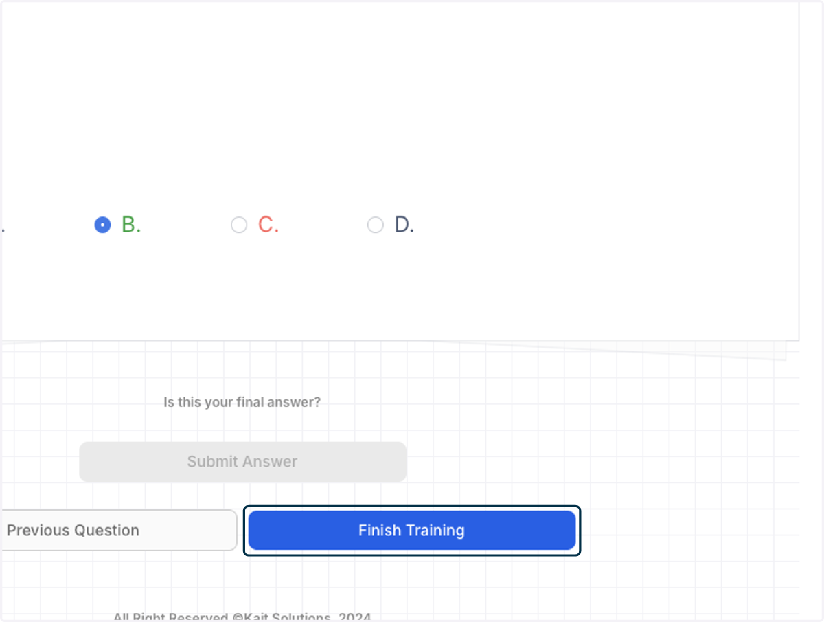 Click on Finish Training