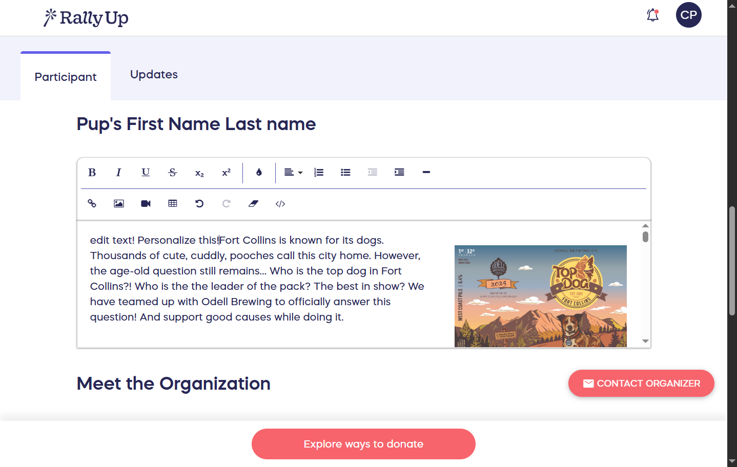 Edit your page! Tell us about your dog and add more photos.