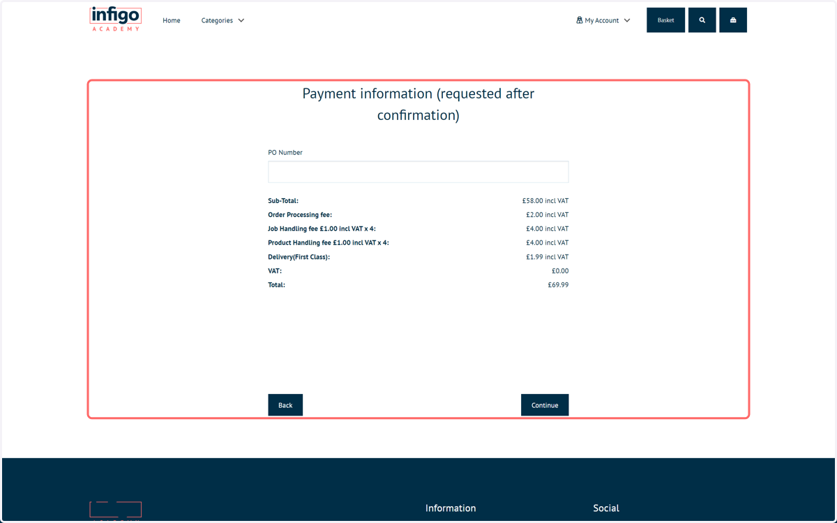 When the Purchase Order input page is reached, full order details will now be displayed.