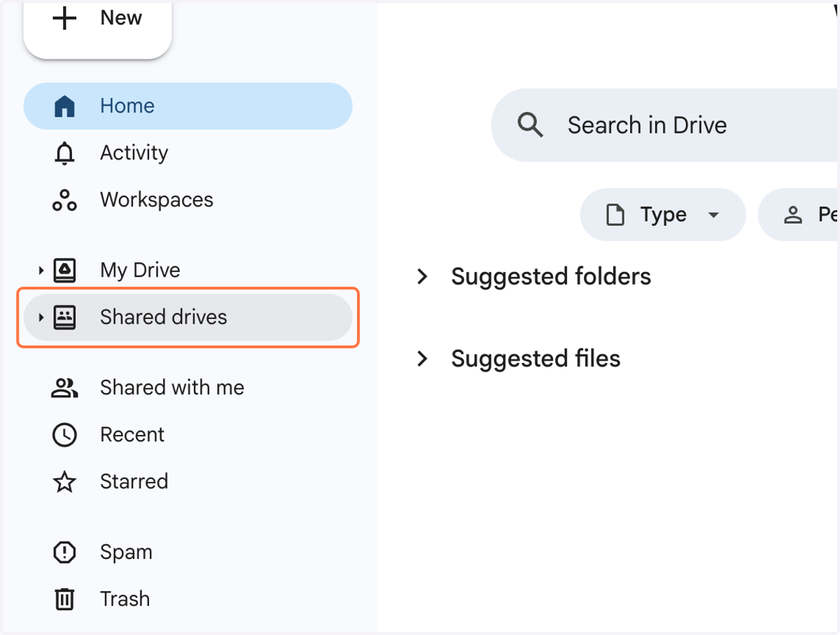 Go to your Google Drive and click on Shared drives