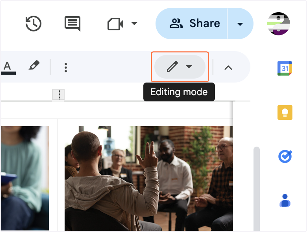 Suggesting mode should be the default for most people. If you find you're in Editing mode, click on the icon to change the selection.