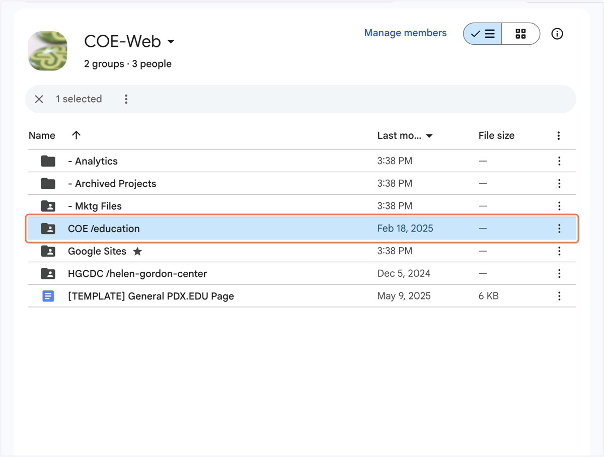 Click on COE /education