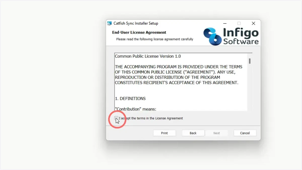 Accept terms and conditions