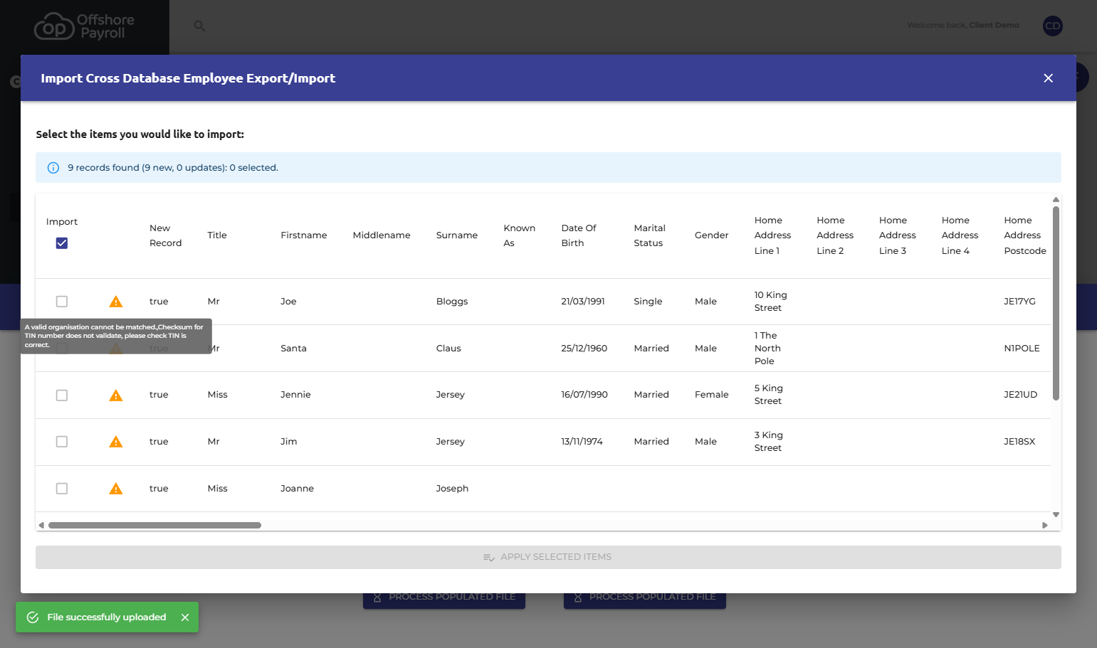 Check for any errors and correct the data before re-attempting the import if necessary.