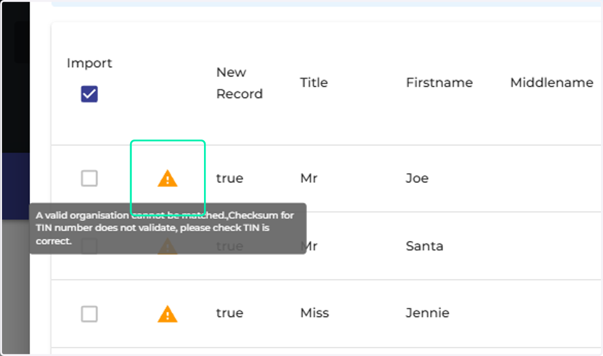 Check for any errors and correct the data before re-attempting the import if necessary.