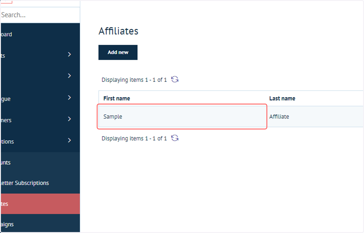 The affiliate's account will now be created.
