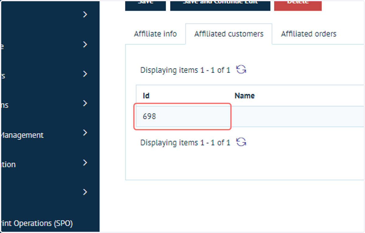 This section will detail any customers that have interacted with the affiliate's URL