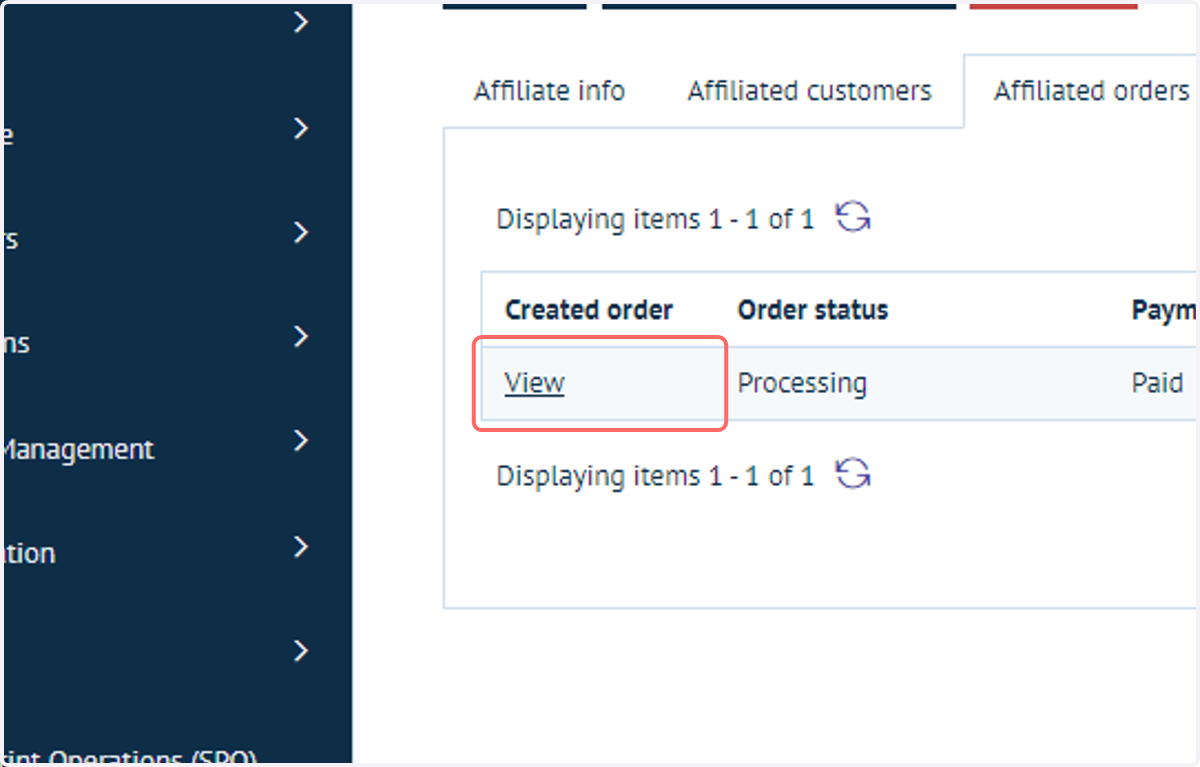 This will detail any orders that have been placed when the affiliates URL has been utilised