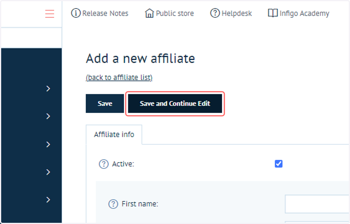 Click on Save and Continue Edit