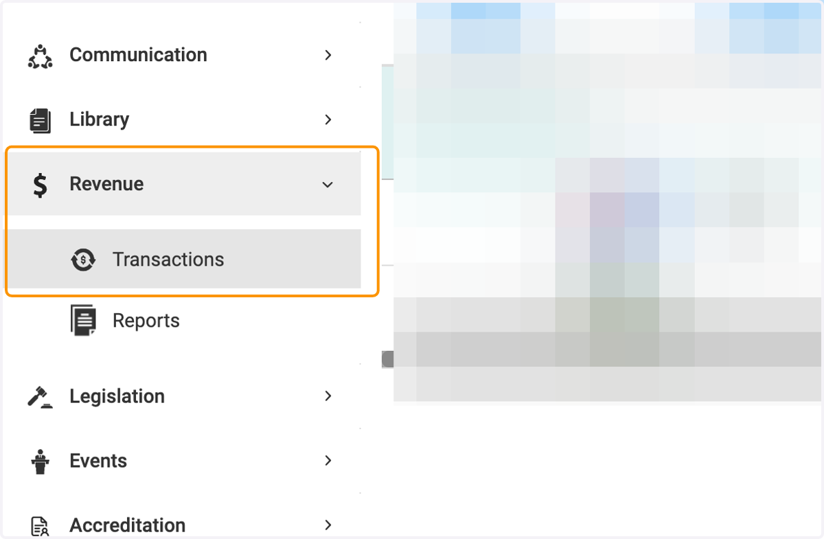To favorite financial transactions, click on Revenue and then Transactions