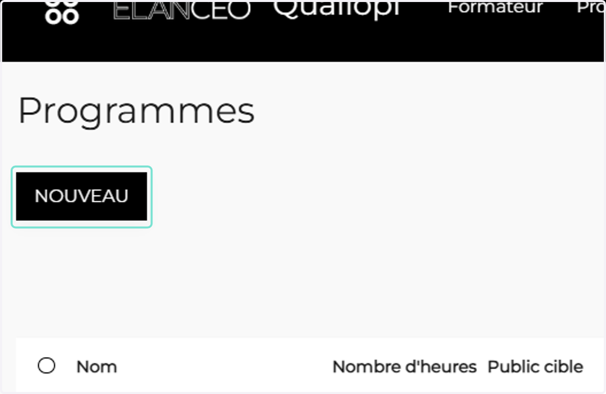 Cliquer sur NOUVEAU