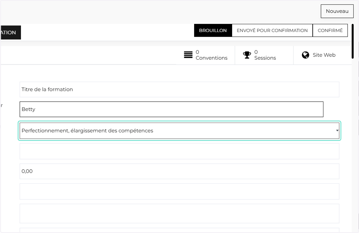 Sélectionner la finalité de l'action