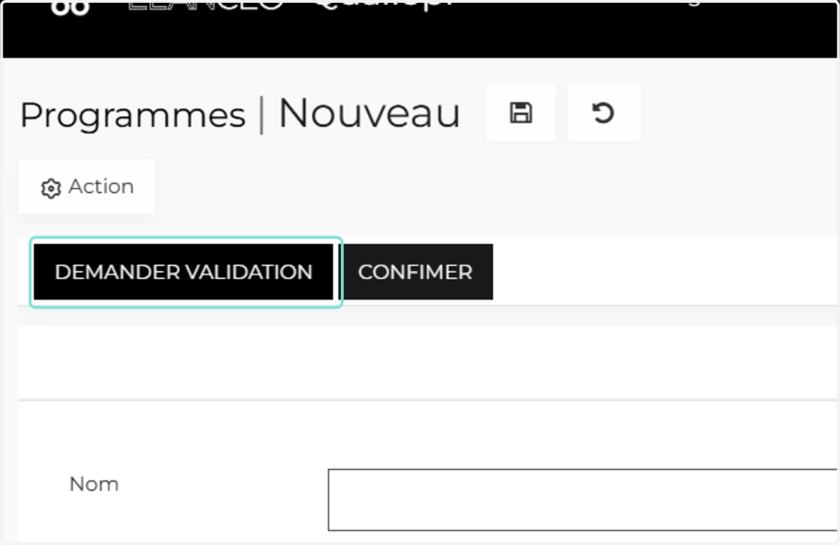 Cliquer sur DEMANDER VALIDATION