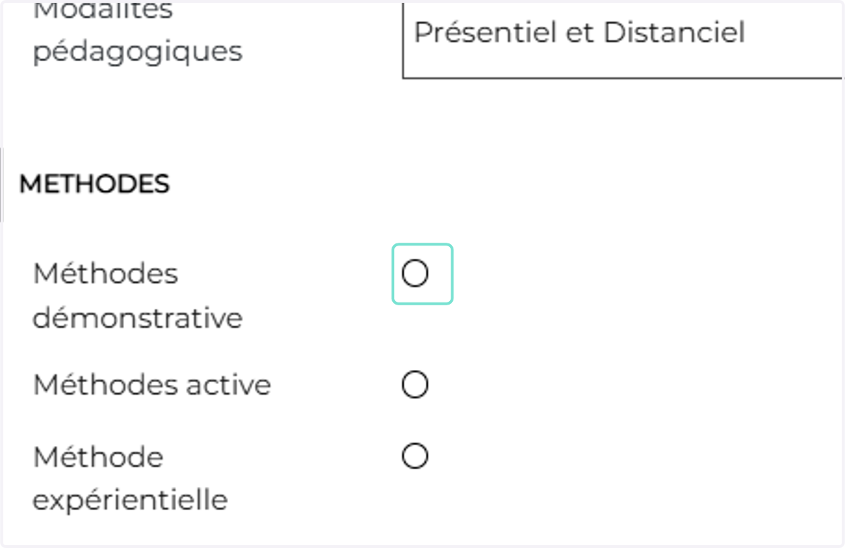 Cocher les méthodes pédagogiques que vous employez