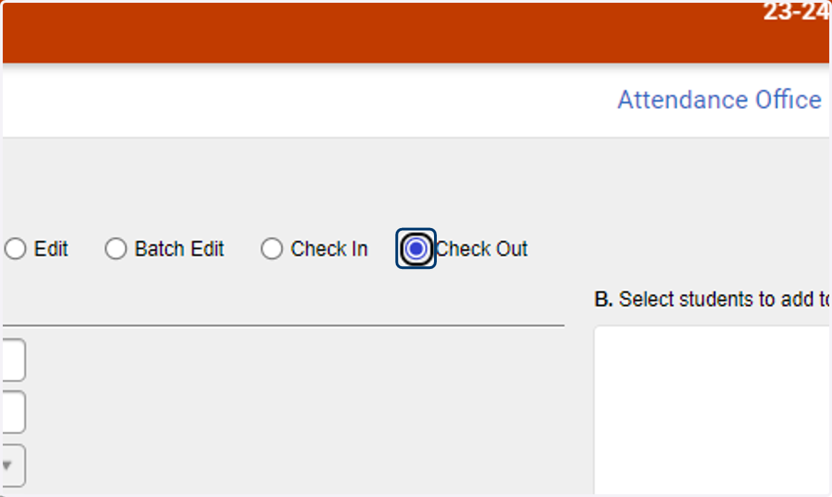 Select the Check Out mode radio button.