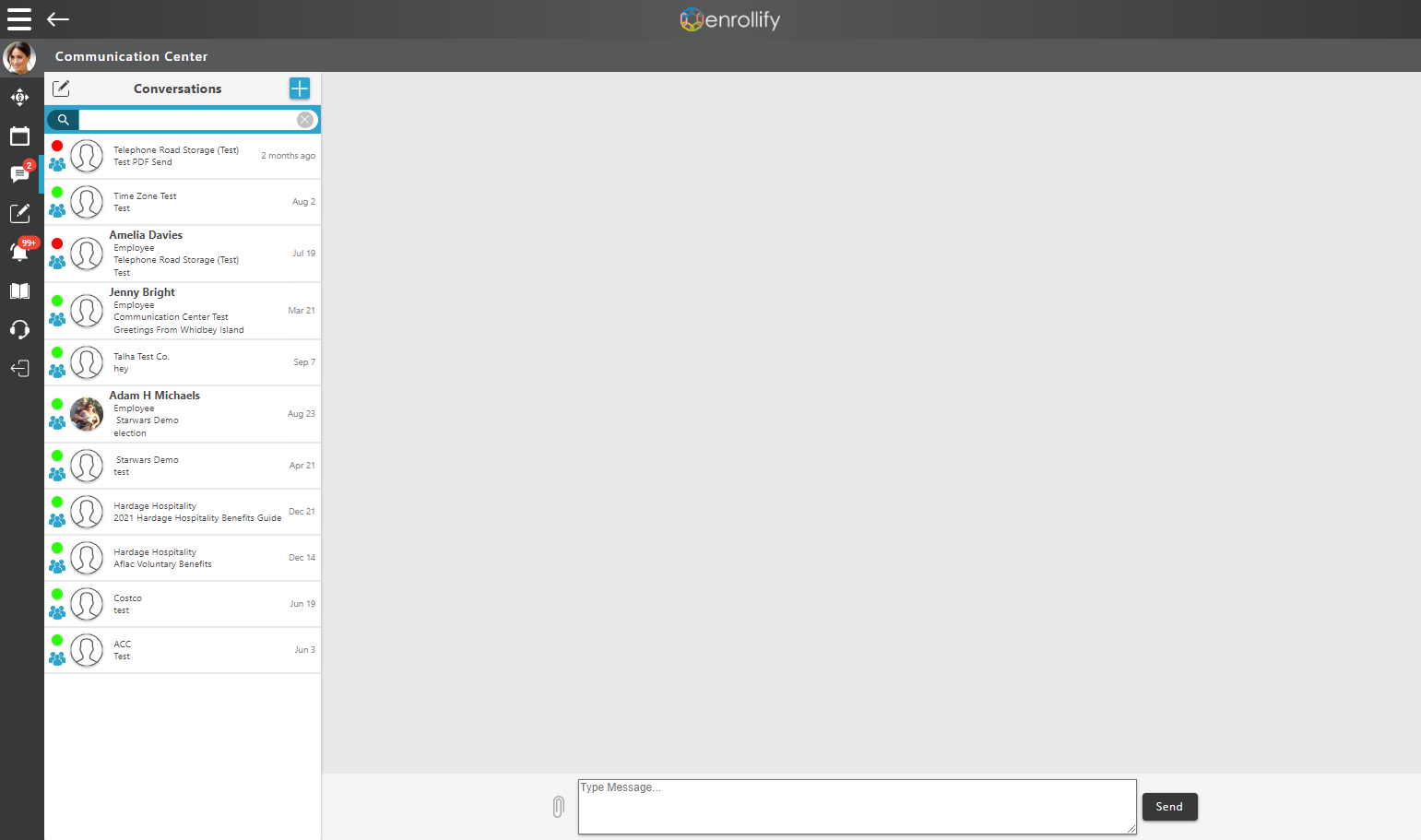 Click the + sign to start a new communication.