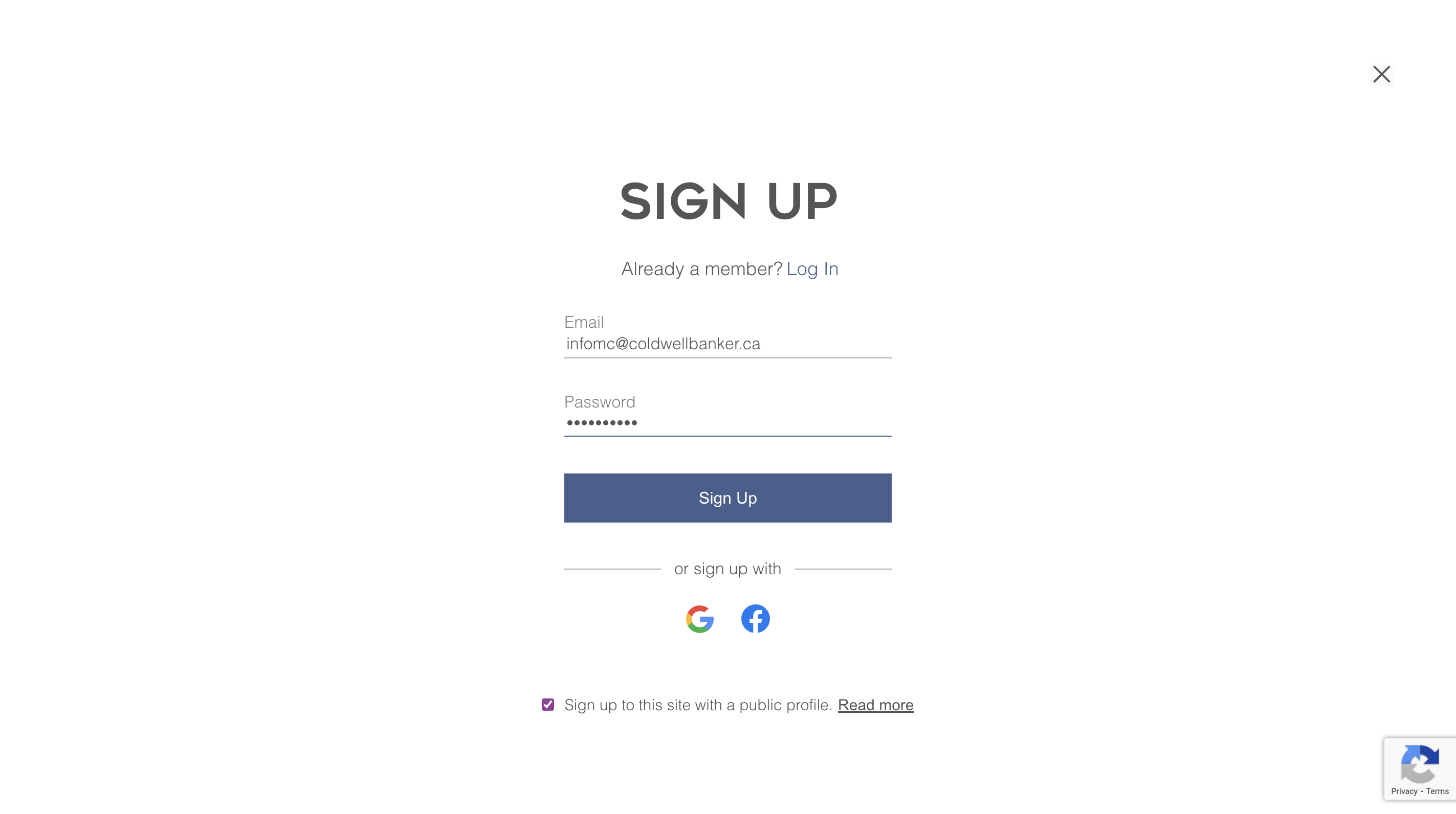 Click on Sign Up