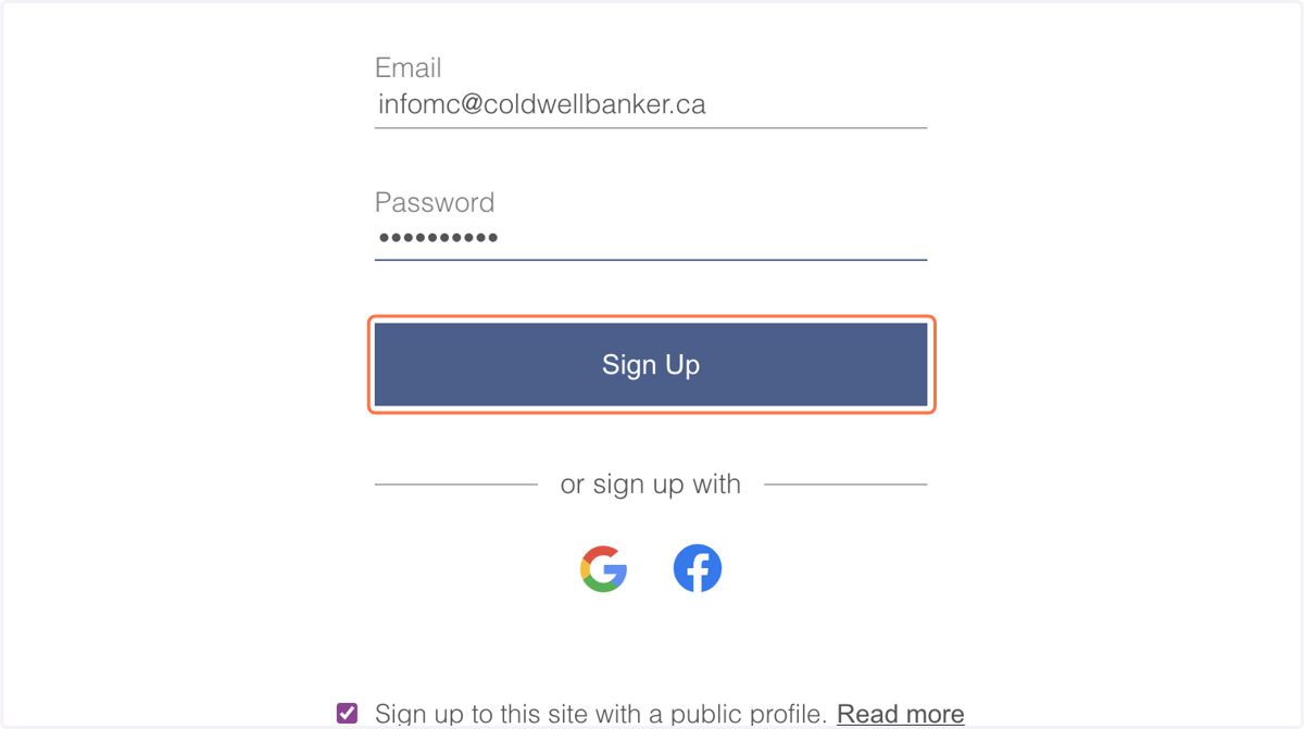 Click on Sign Up