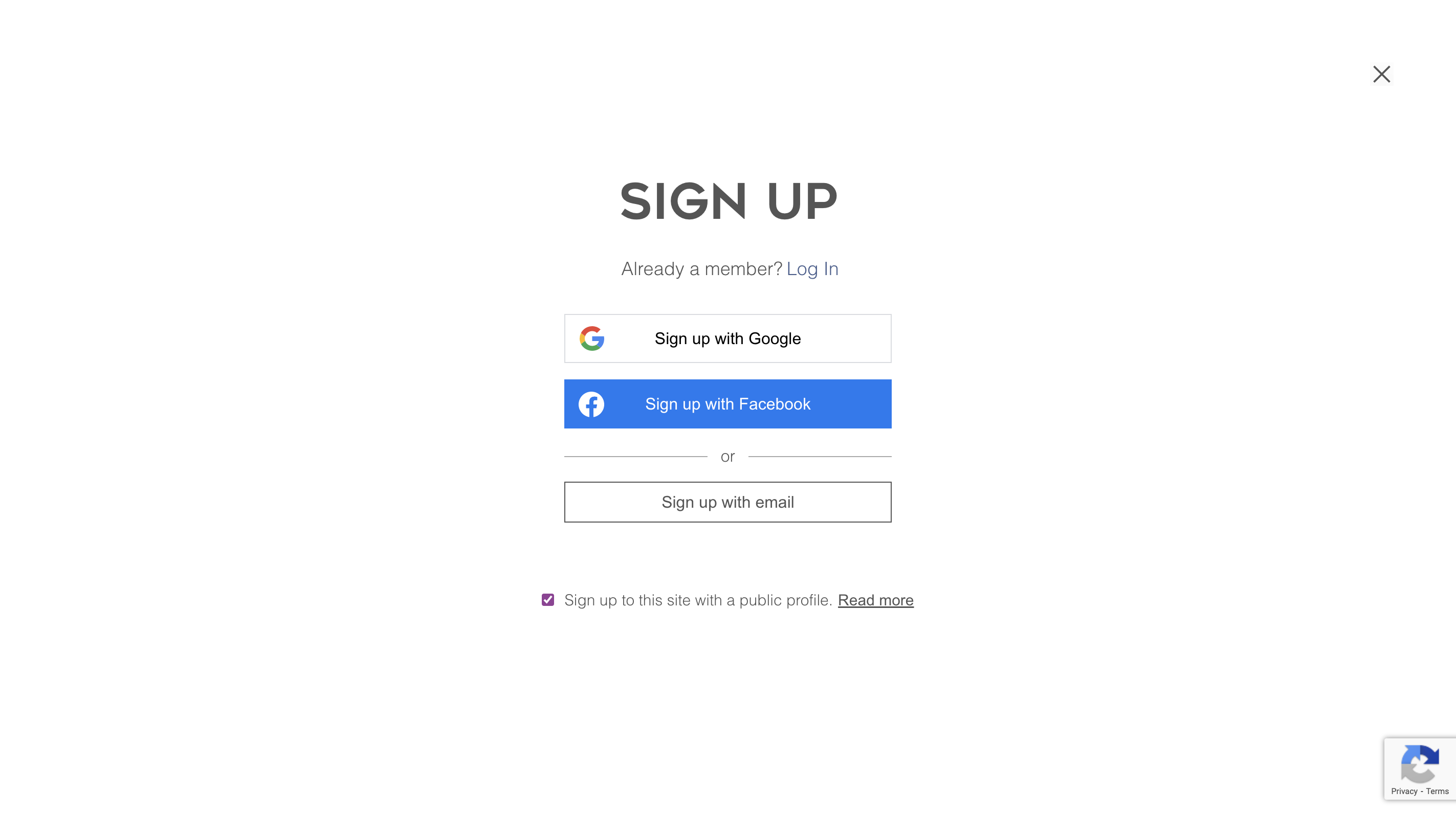 Click on Sign up with email (or sign up with google)