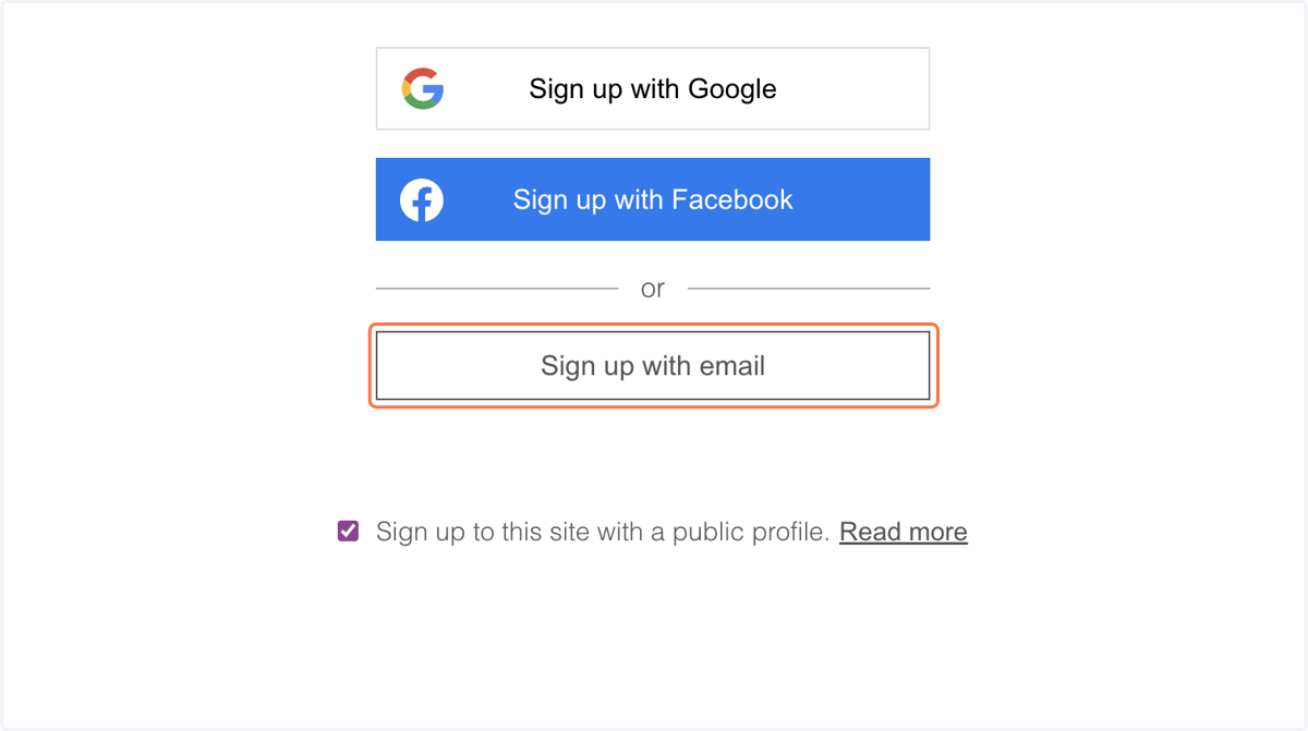 Click on Sign up with email (or sign up with google)