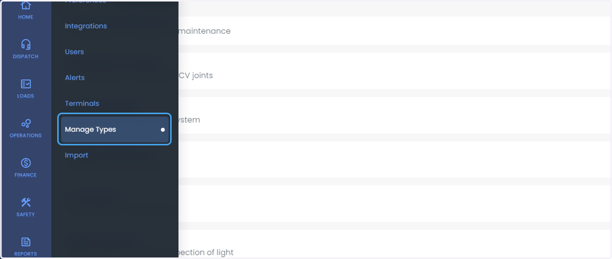 Click on Manage Types