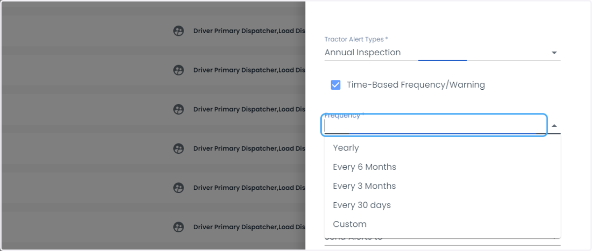 Click on Frequency *