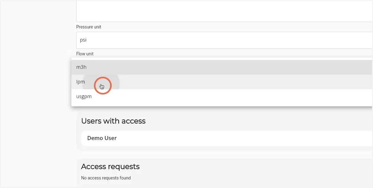 Select the prefered flow unit.
