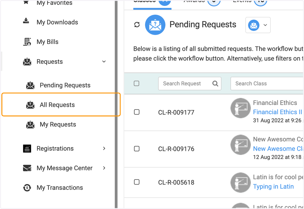 Click on All Requests