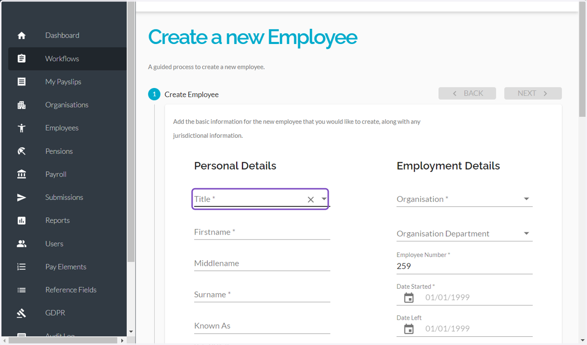Click on Title field and select the suitable option from the drop down