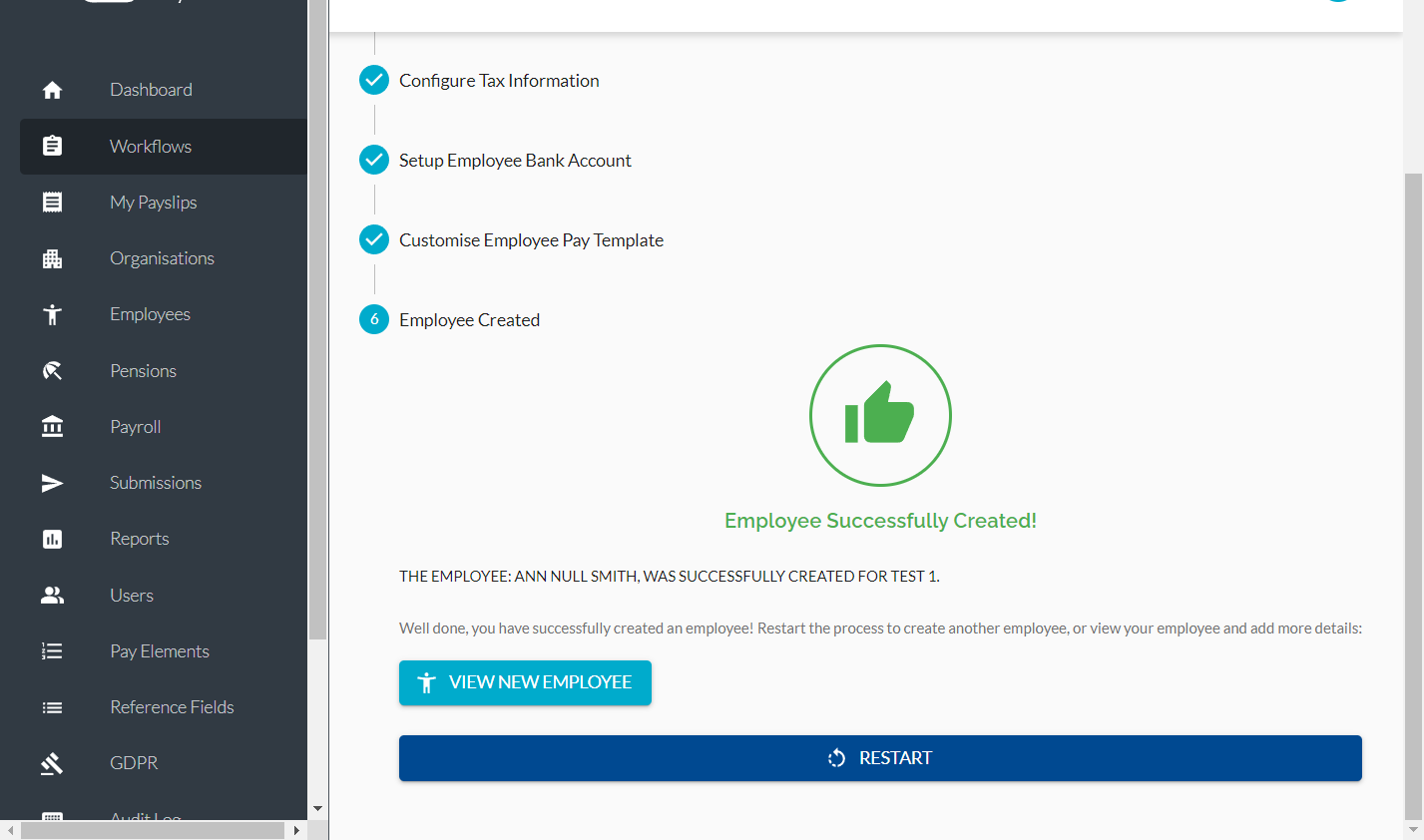 Congrats! The Employee is Successfully Created!