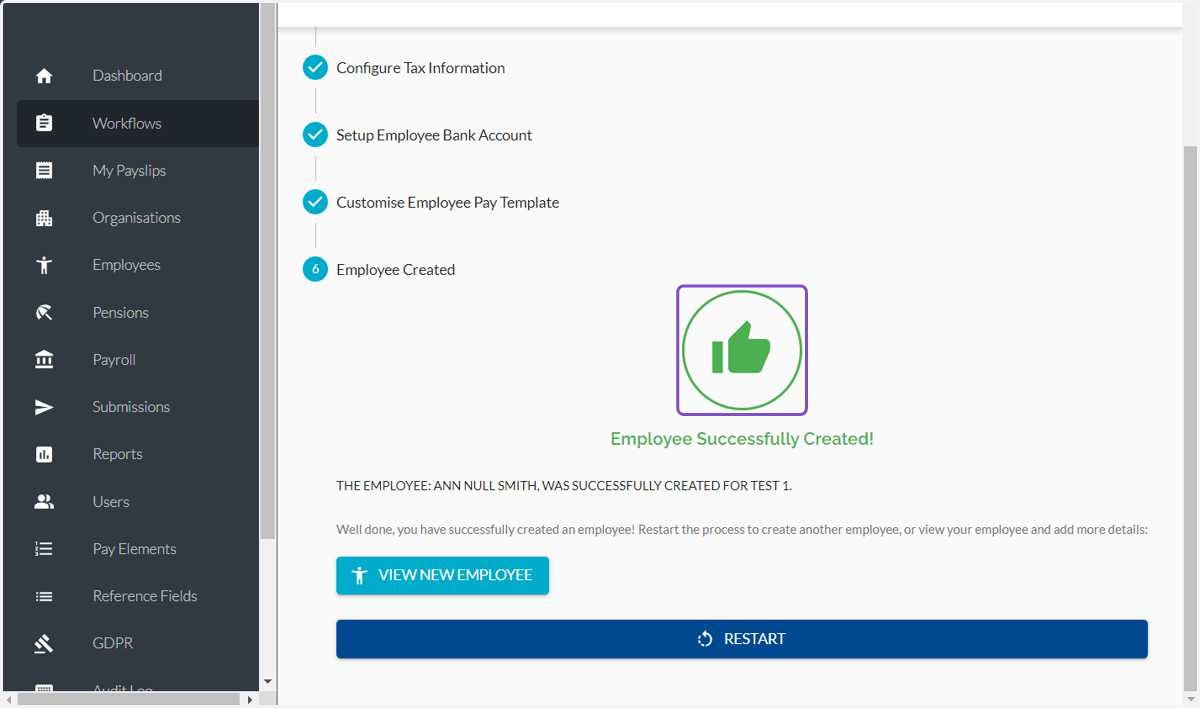 Congrats! The Employee is Successfully Created!