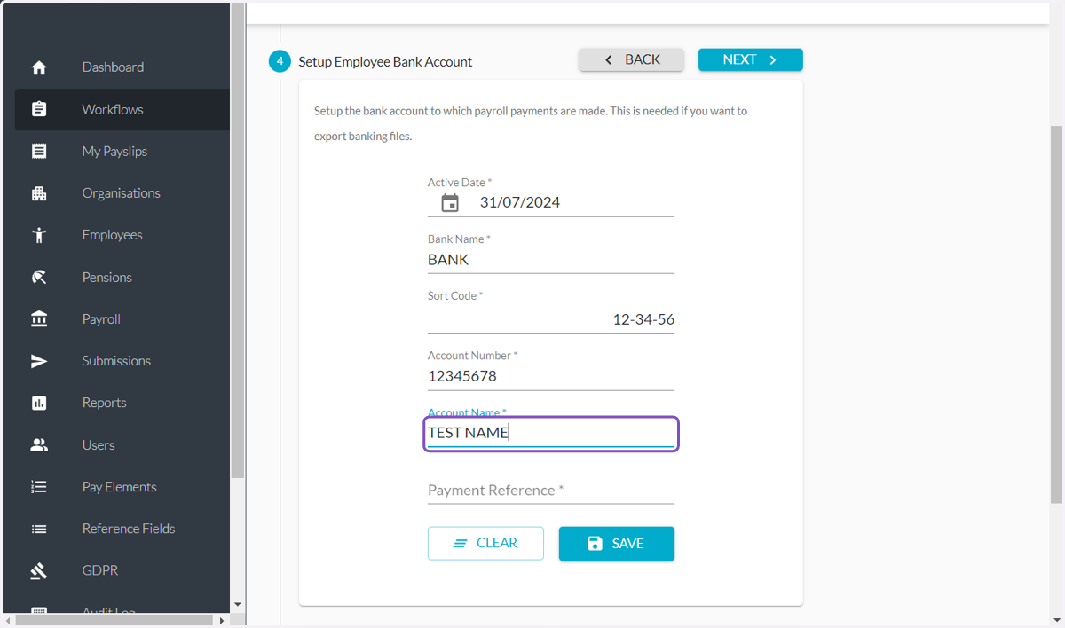 Type the Account Name