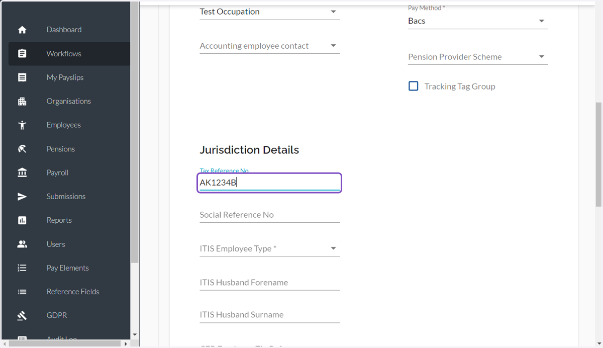 Type your tax reference