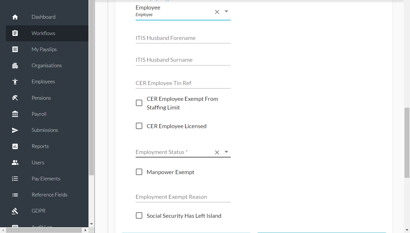 Click on ​Employment Status