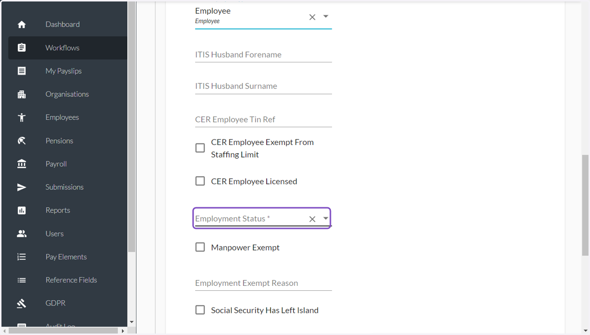 Click on Employment Status