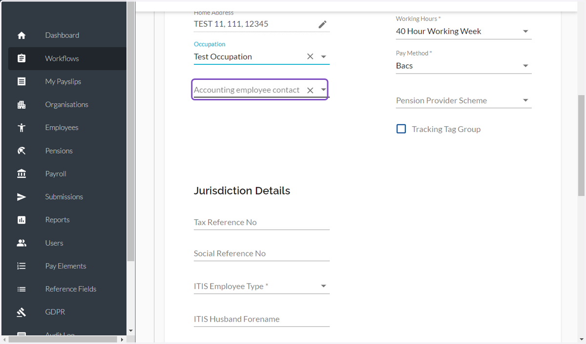 Click on Accounting employee contact