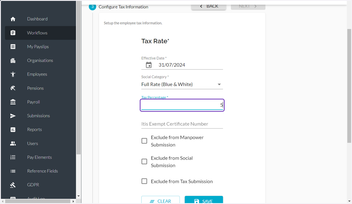 Type the percentage