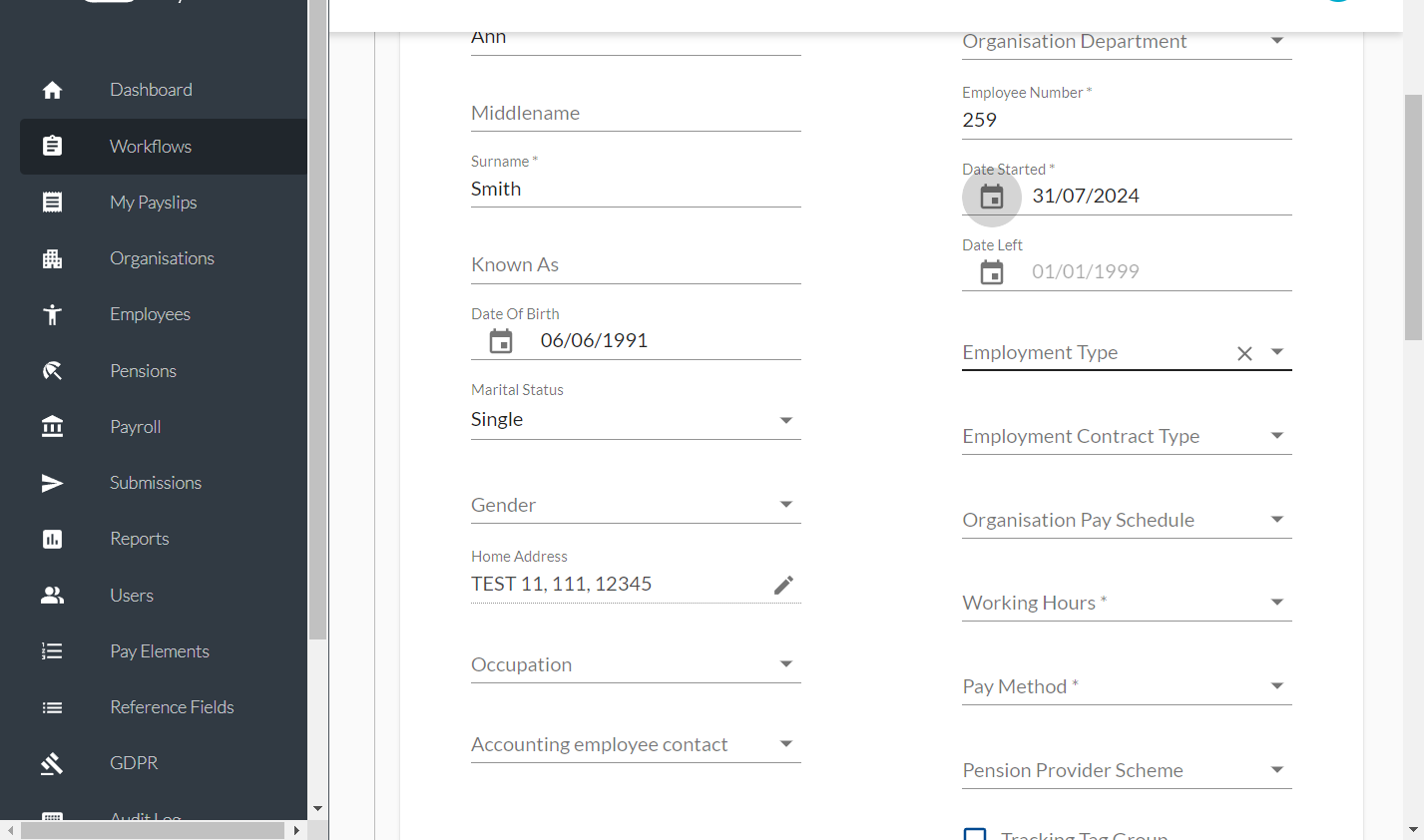 Click on ​Employment Type