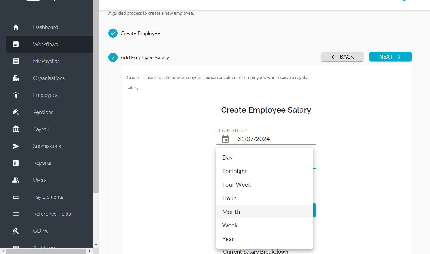 Select one of the options from the dropdown