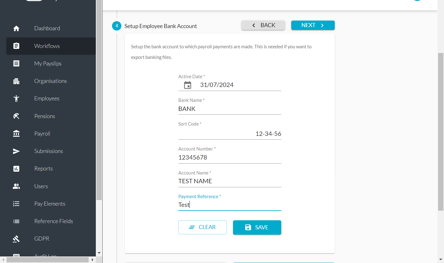 Type Payment Reference