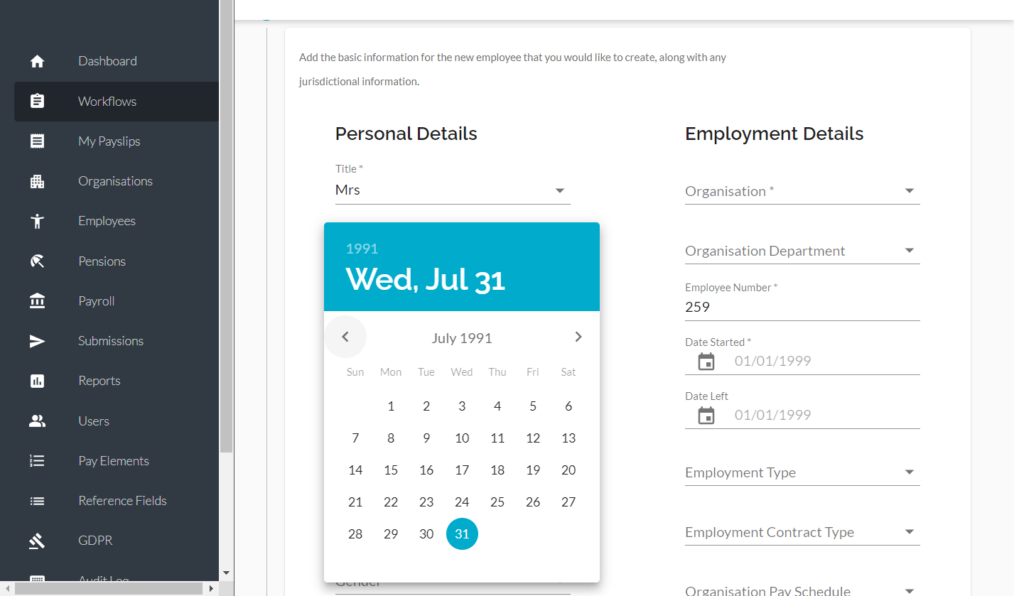 Select the Month and the Day