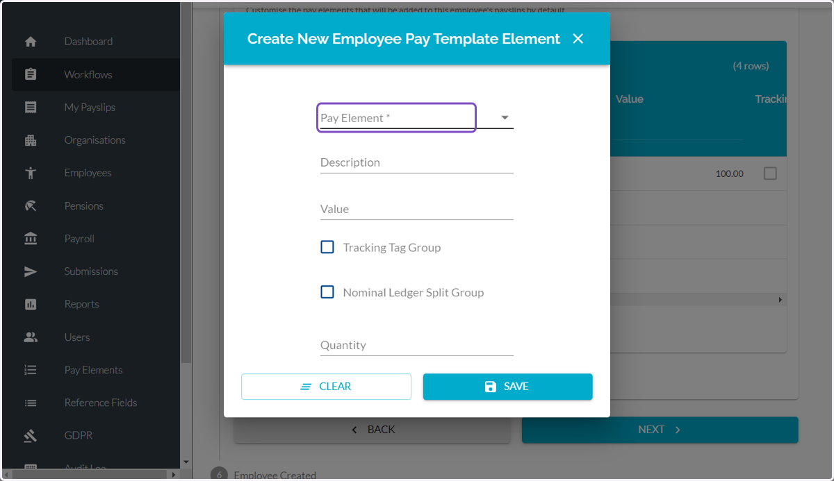 Click on Pay Element
