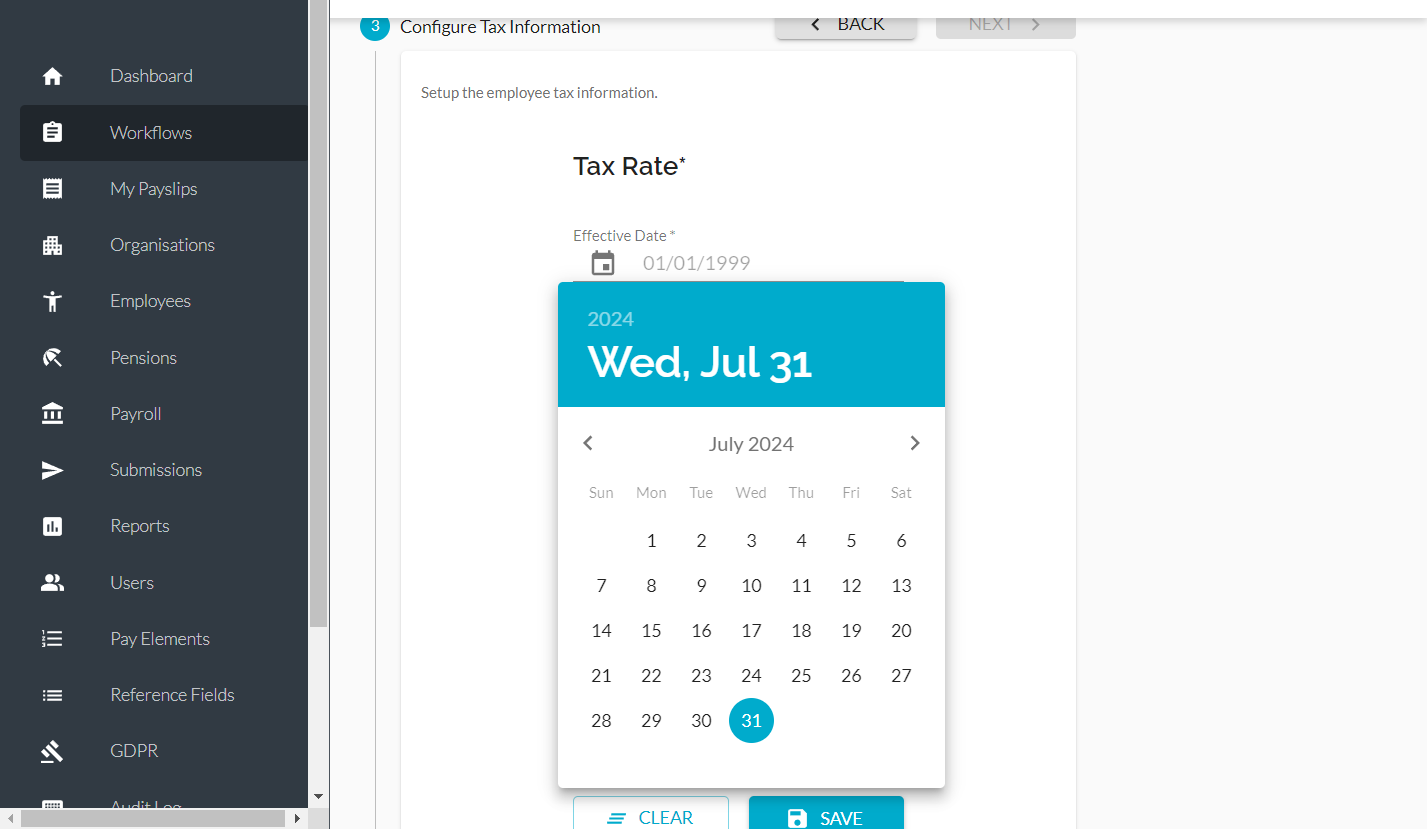 Select the effective date