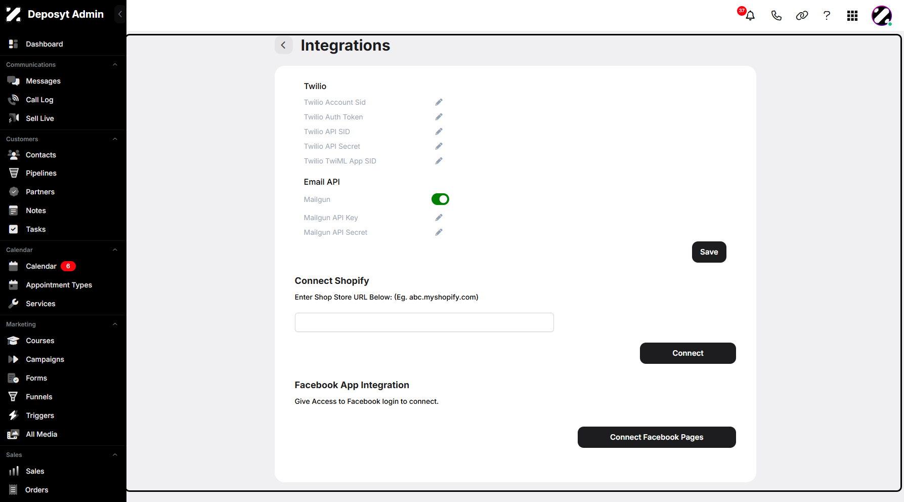 Step 4: You will then be redirected to the Integrations section.