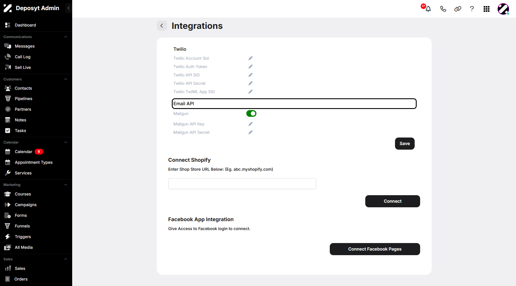 Step 5: You will find an option for Mailgun. Toggle it on or off depending on your needs.
